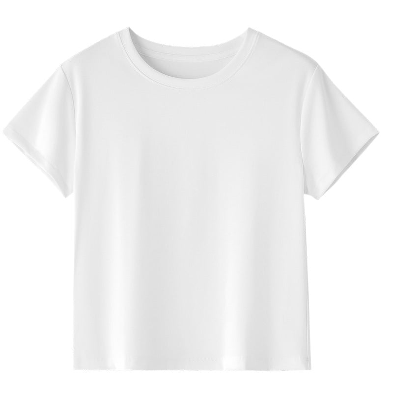 Women Short-Cut Boxy T-Shirt made from soft cotton stretch with round neck Mune Fashion
