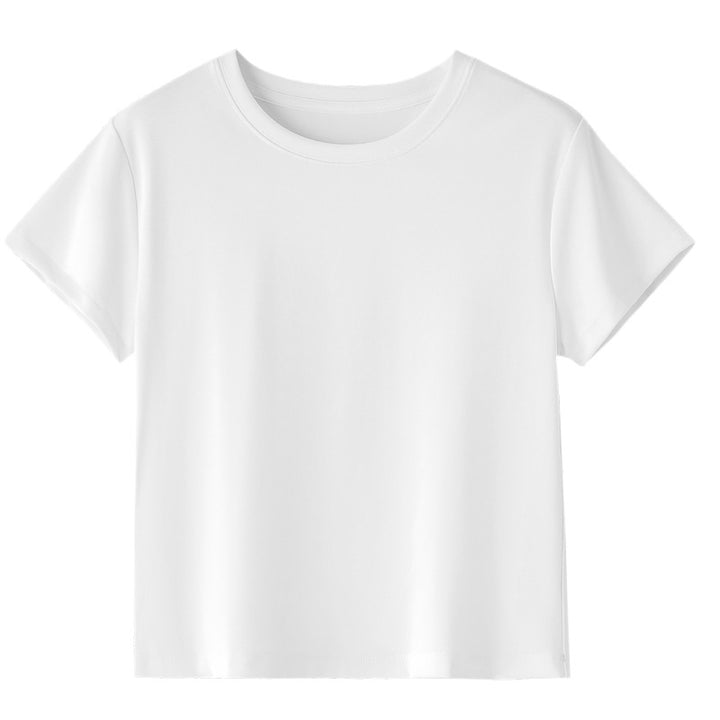 Women Short-Cut Boxy T-Shirt made from soft cotton stretch with round neck Mune Fashion