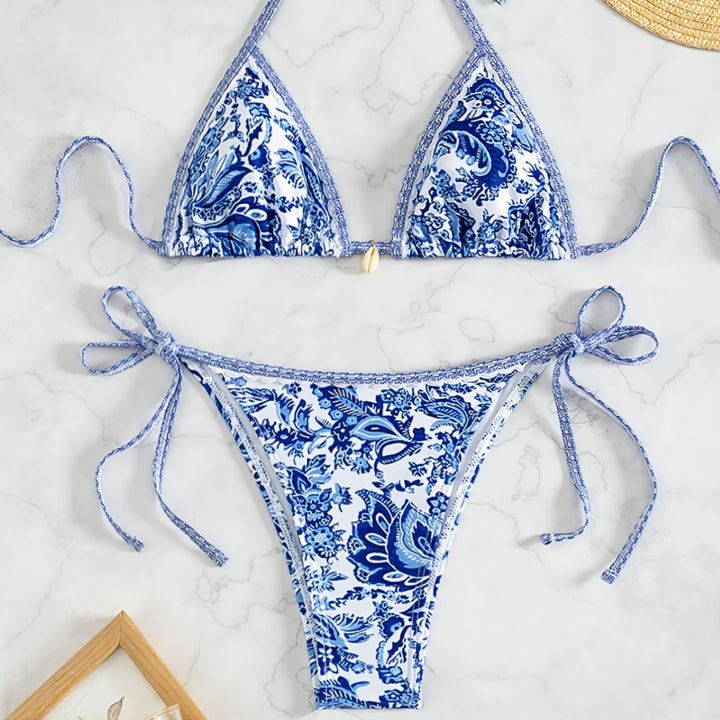 Women's Triangle Bikini with Floral Patterns Mune Fashion