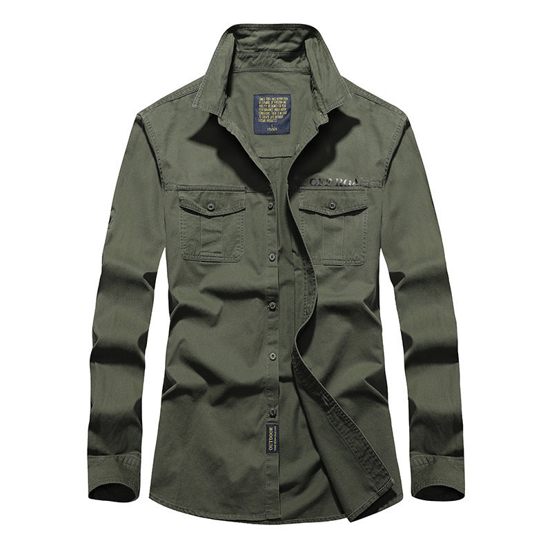 Men's Robust Cotton Field Shirt with Double Breast Pockets and Kent Collar Mune Fashion