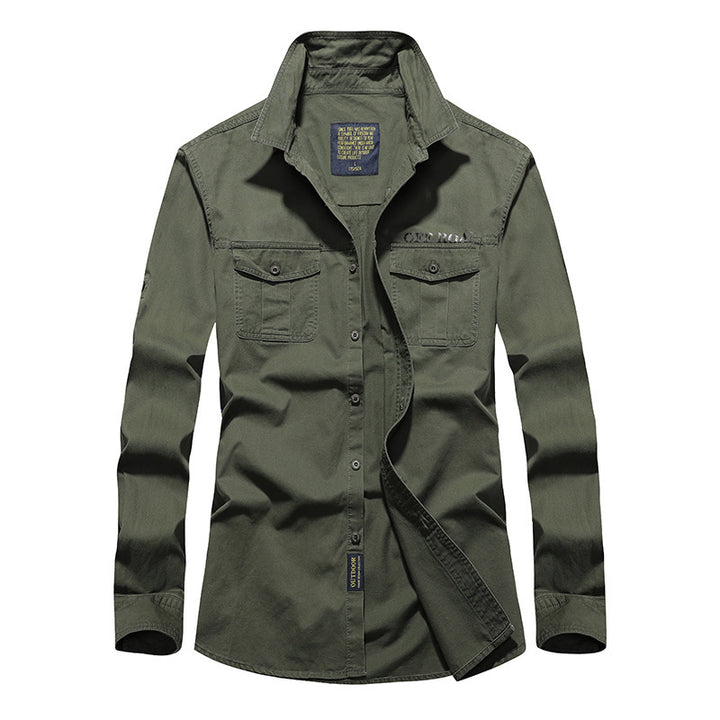 Men's Robust Cotton Field Shirt with Double Breast Pockets and Kent Collar Mune Fashion
