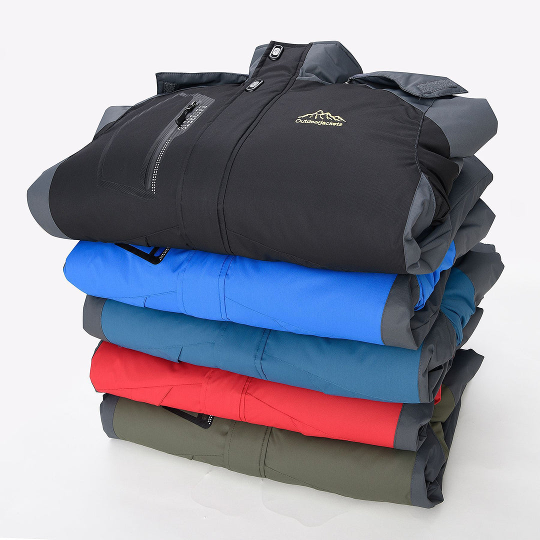 Men's water- and windproof outdoor jacket with warming fleece lining and detachable hood Mune Fashion