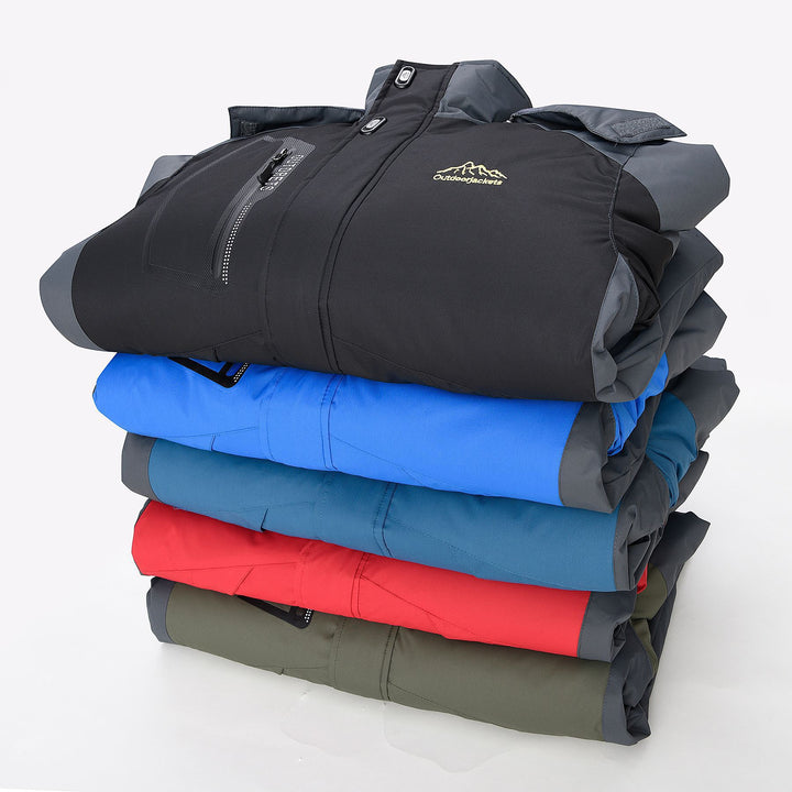 Men's water- and windproof outdoor jacket with warming fleece lining and detachable hood Mune Fashion