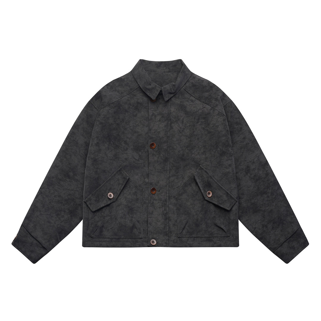Men's short-cut suede-look blouson with patch flap pockets and shirt collar Mune Fashion