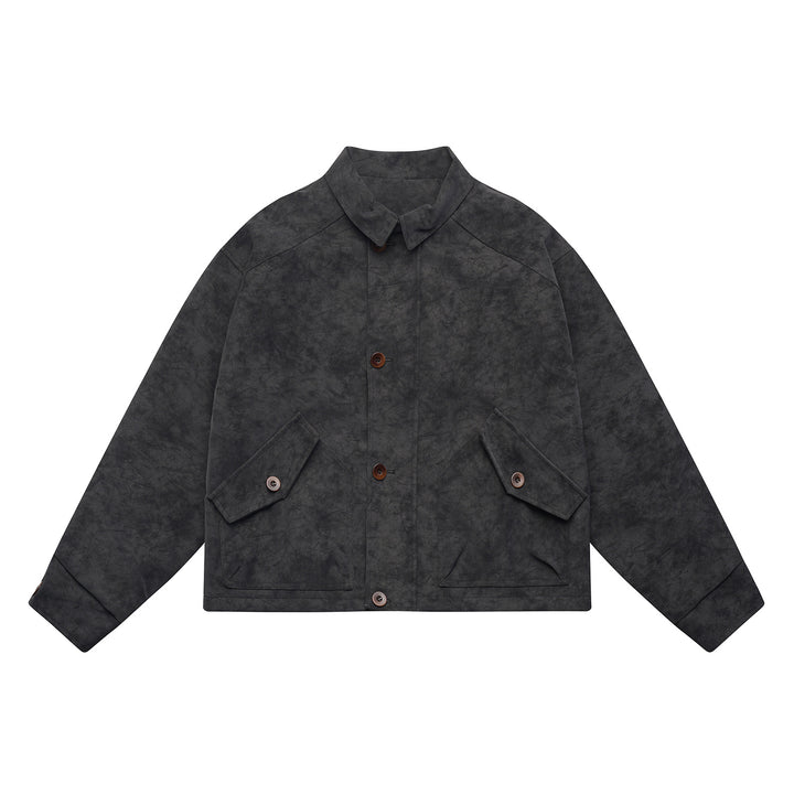 Men's short-cut suede-look blouson with patch flap pockets and shirt collar Mune Fashion