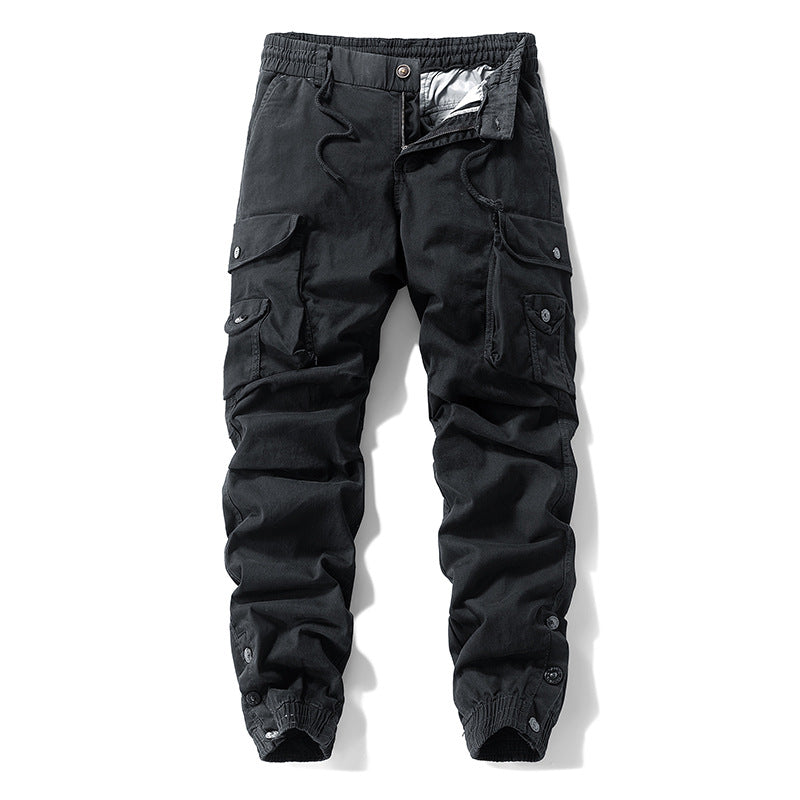 Men's Tactical Cargo Jogger Pants with Drawstring Waistband and Adjustable Snap Pockets Mune Fashion