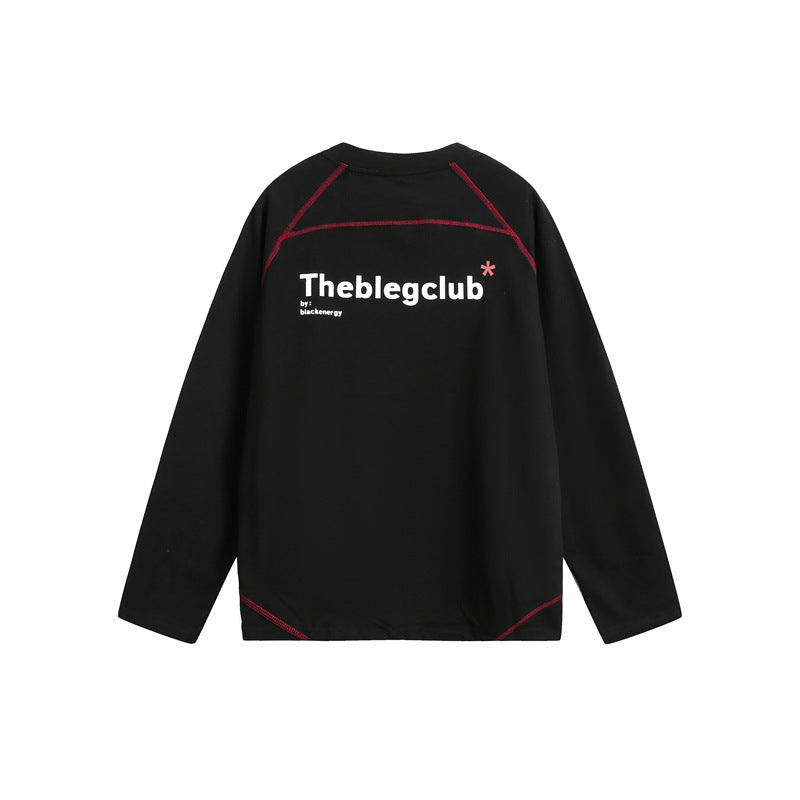 Unisex Relaxed-Fit Long Sleeve Shirt with Crew Neck, Contrasting Flatlock Seams and Soft Loopback Finish Mune Fashion