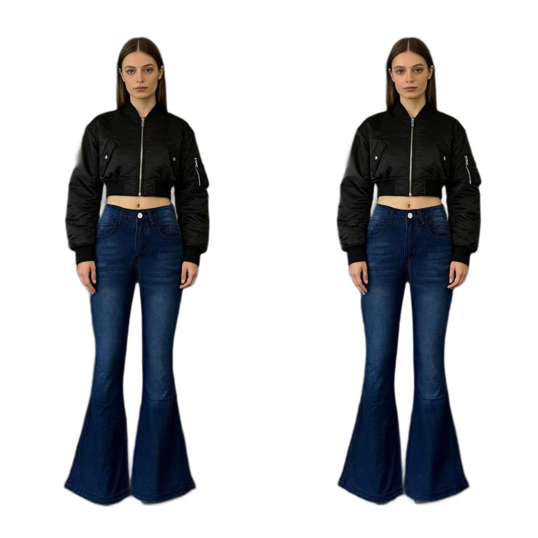 Women nan High-Waist flared jeans with shaping hip silhouette, reinforced leg seams, and extra wide trumpet legs Mune Fashion
