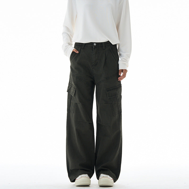 Women Wide Cut Utility Cargo Pants in Palazzo Style with High Waist and Flap Pockets Mune Fashion