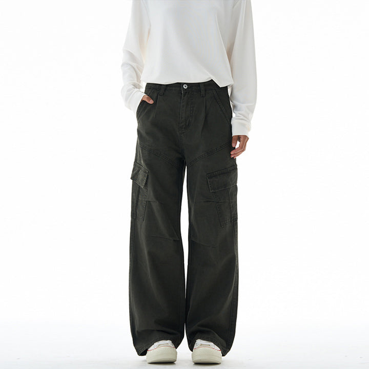 Women Wide Cut Utility Cargo Pants in Palazzo Style with High Waist and Flap Pockets Mune Fashion