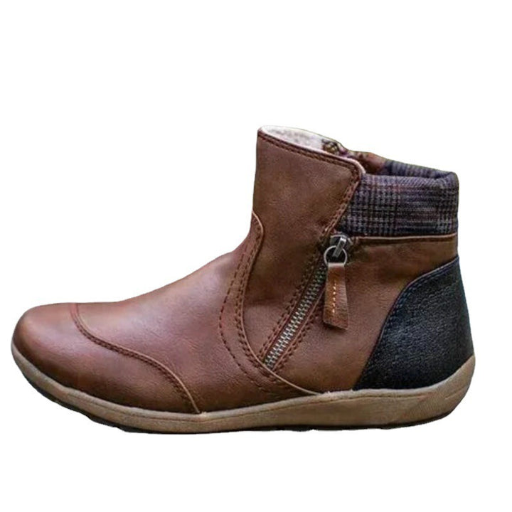 Women faux leather ankle boots with side zipper and non-slip sole Mune Fashion