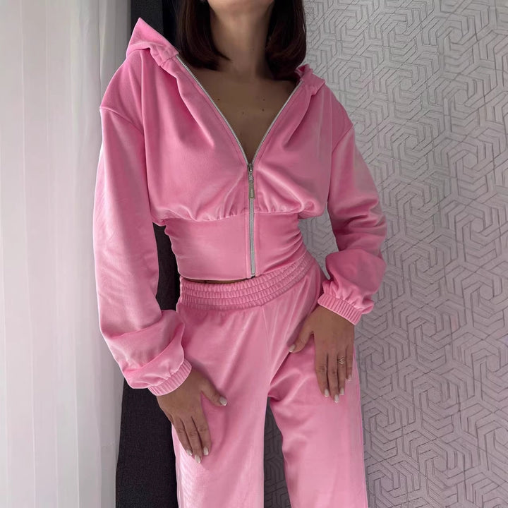 Women Tailored Cropped Hoodie Jacket with figure-shaping tube waistband Mune Fashion