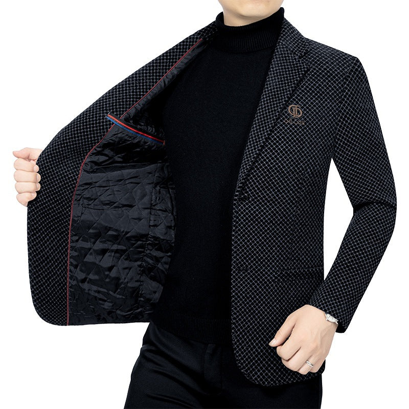 Men's Tailored Blazer with Fine Honeycomb Texture and Notched Lapel Mune Fashion