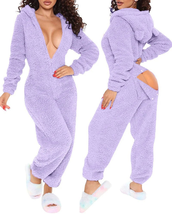 Women's Fluffy One-Piece with Hood Mune Fashion