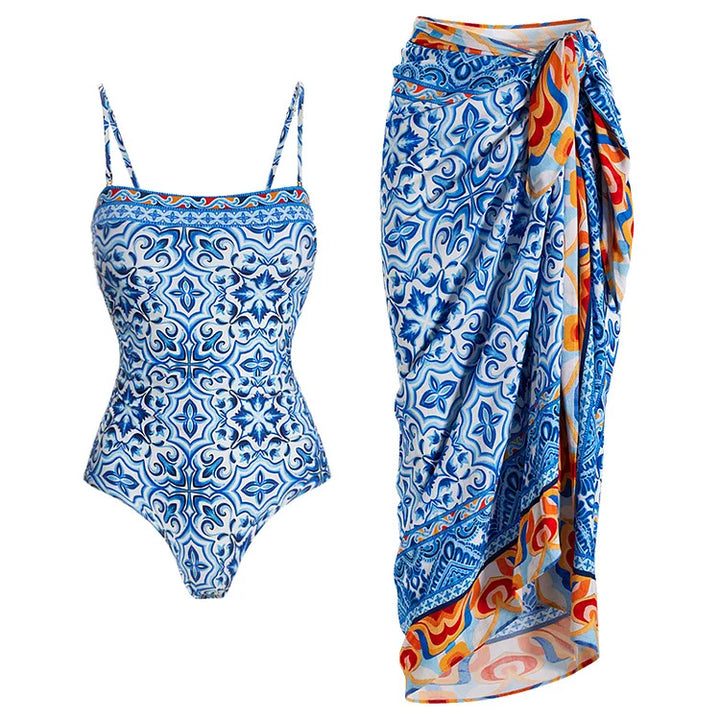 Women's One-Piece Swimsuit with Artistic Pattern Mix Mune Fashion