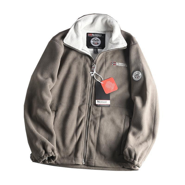 Men's Warm Fleece Jacket with Stand-Up Collar, Zipper and Elastic Cuffs Mune Fashion
