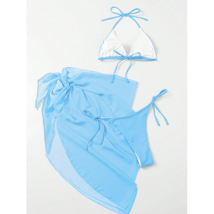 Women Triangle Bikini Set with elegant Wrap Skirt Mune Fashion