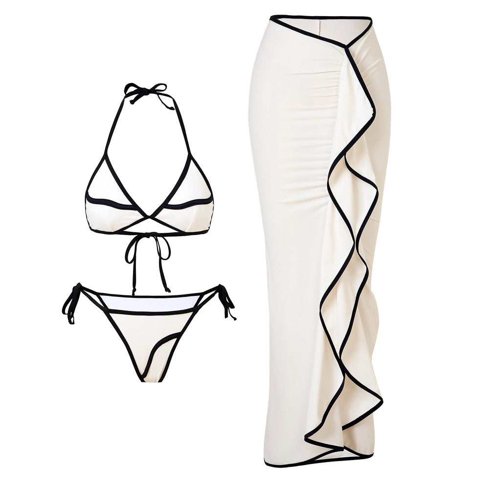 Ladies bikini set with asymmetric skirt and adjustable triangle top Mune Fashion