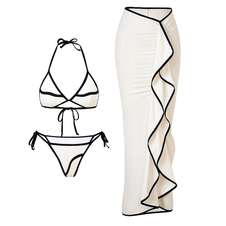 Ladies bikini set with asymmetric skirt and adjustable triangle top Mune Fashion