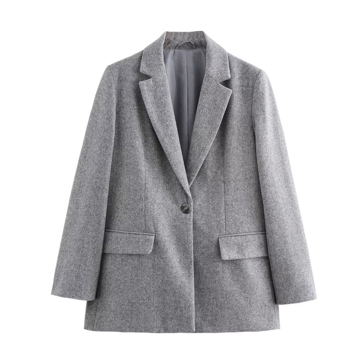 Women's wool blend blazer coat with tailored cut and single button closure Mune Fashion