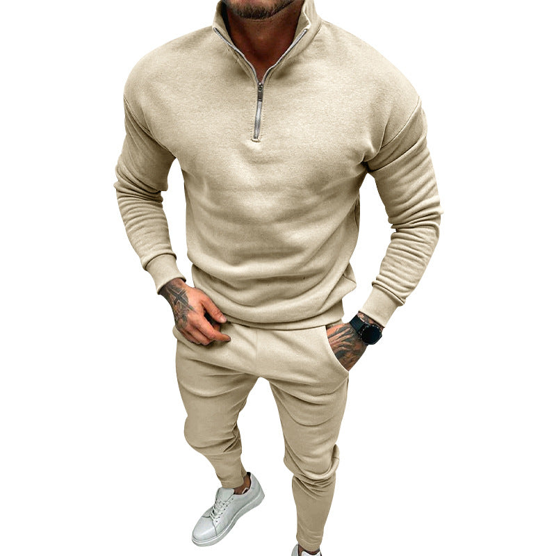 Men's nan athletic lounge set made of French Terry with half-zip stand-up collar and tapered jogging pants Mune Fashion