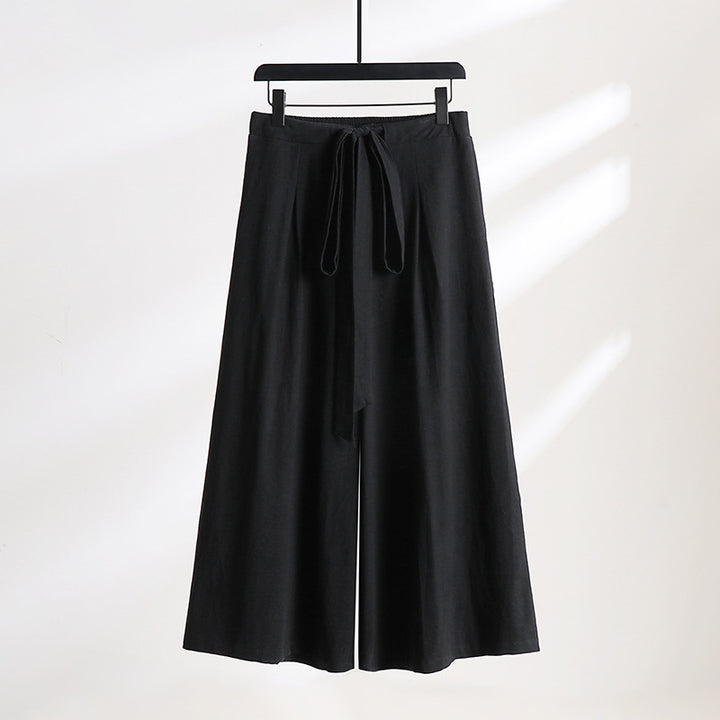 Women Palazzo Culotte with elastic waistband and tie belt Mune Fashion