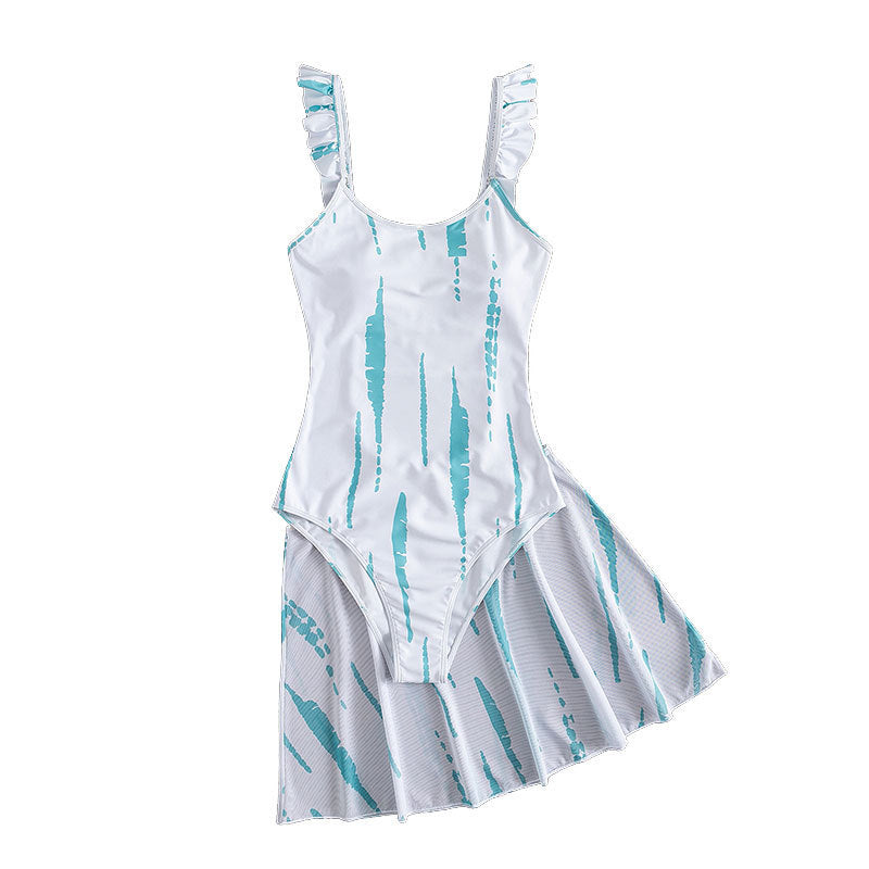 Women's one-piece swimsuit with ruffles and stylish skater skirt Mune Fashion