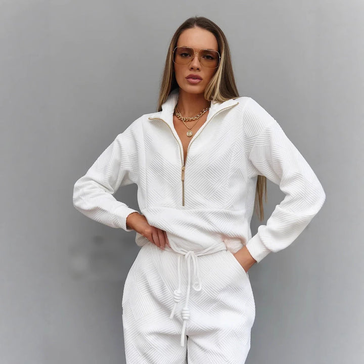 Women's padded lounge suit with half zip and elastic comfort pants Mune Fashion