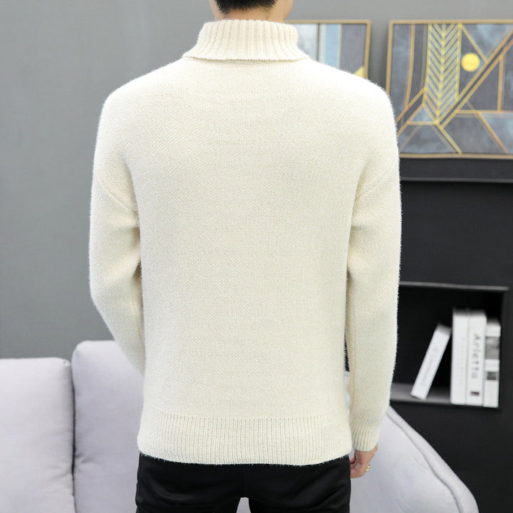 Men's turtleneck sweater made of boucle fine knit with ribbed cuffs Mune Fashion