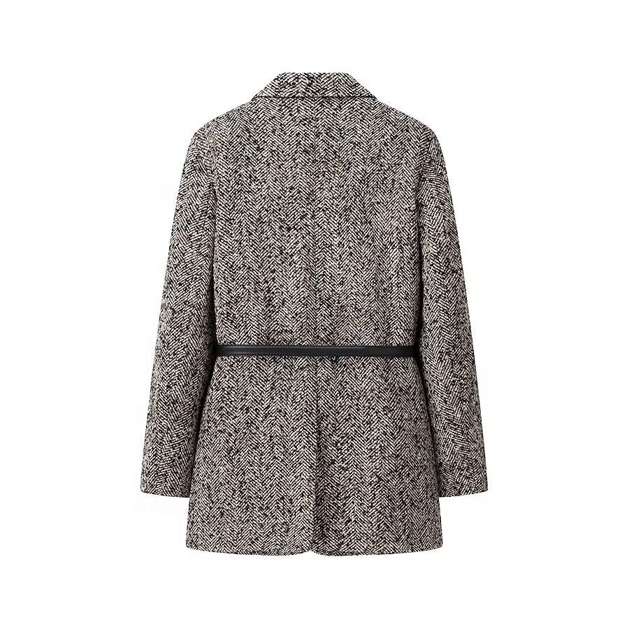 Women's Tailored Boucle Tweed Blazer Coat with Slim Waist Belt Mune Fashion