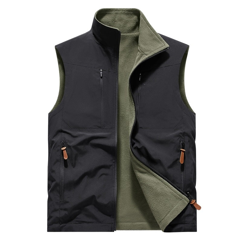 Men's Windproof Softshell Vest with Fleece Lining & Multifunctional Pockets Mune Fashion