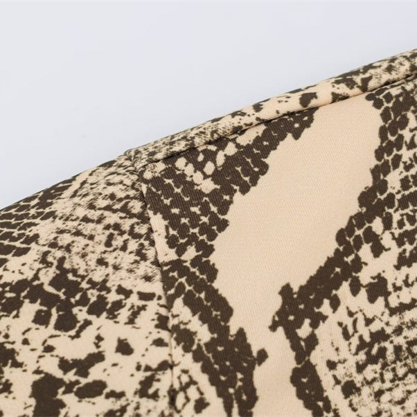 Ladies Oversize Bomber Jacket with Snake Print and Elastic Hem Mune Fashion