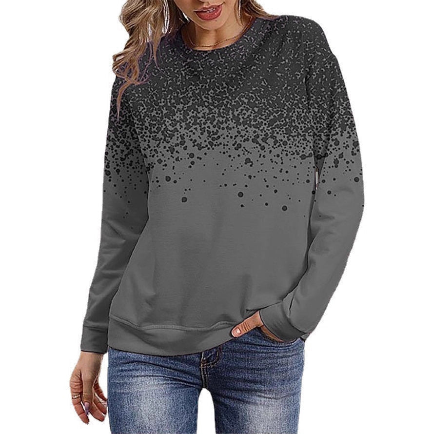 Women's sweatshirt with gradient dot print and round neck Mune Fashion