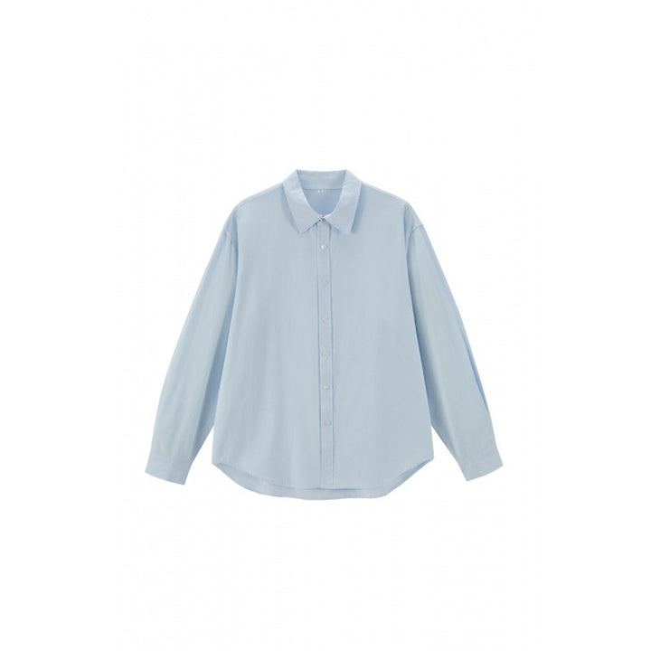 Women's Loose Oversized Blouse Shirt with Kent Collar, Full Button Placket and Rounded Hem Mune Fashion