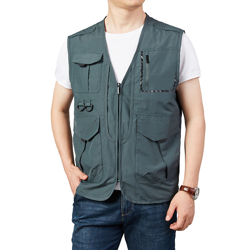 Men's Photography and Outdoor Utility Vest with Multifunctional Pockets and D-Ring Attachments Mune Fashion