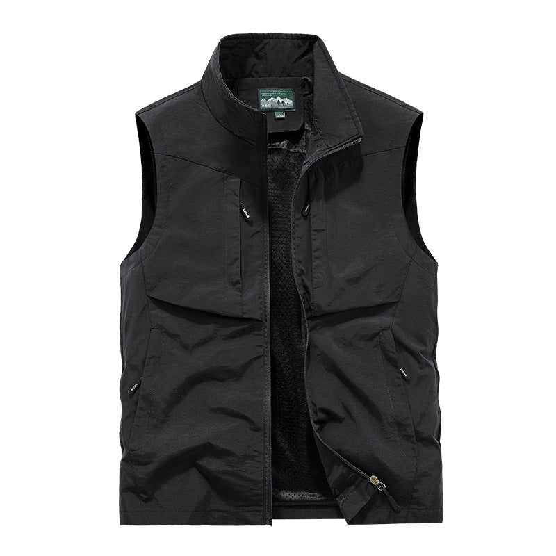 Men's Utility Outdoor Vest with Mesh Lining, Full Zip and Multiple Pockets Mune Fashion