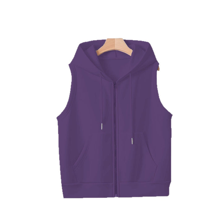 Women's Sleeveless Zip Hoodie Vest made of soft sweat with kangaroo pockets Mune Fashion