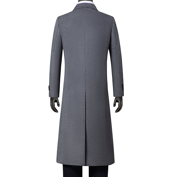 Men's Double-breasted Wool Coat Extra long cut with lapel collar Mune Fashion