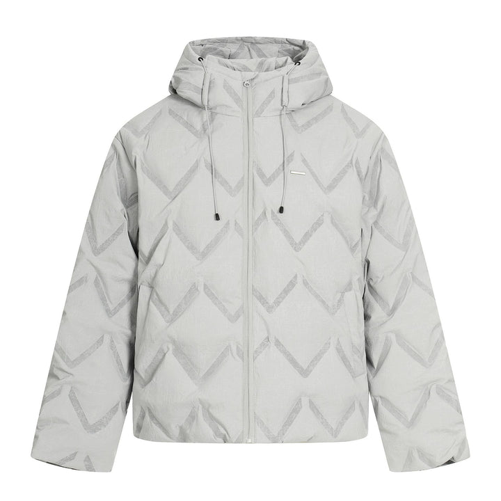 Women's short padded hooded jacket with reflective chevron quilting Mune Fashion