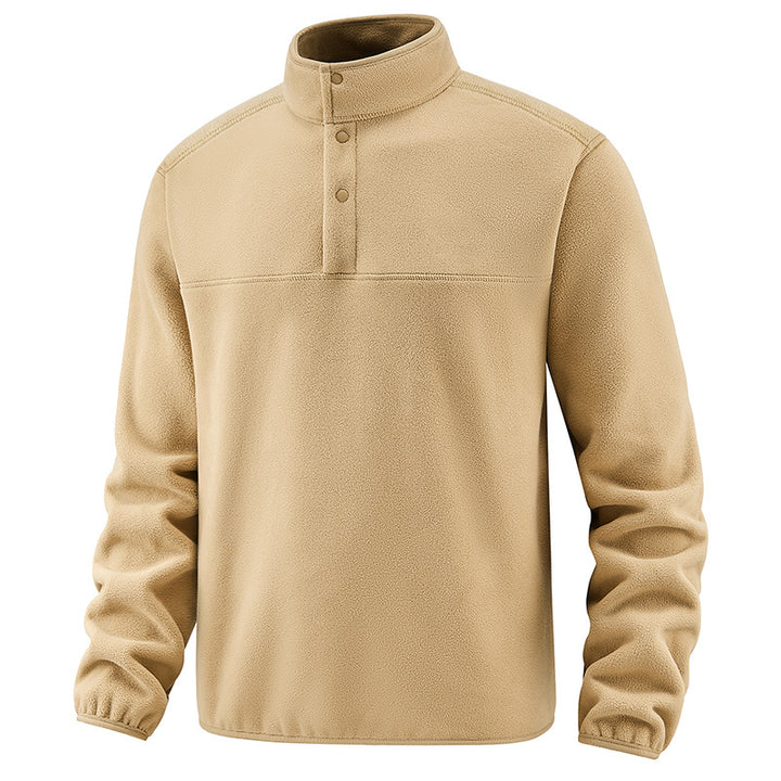 Men's fleece pullover with stand-up collar and button placket for warming mid-layer Mune Fashion