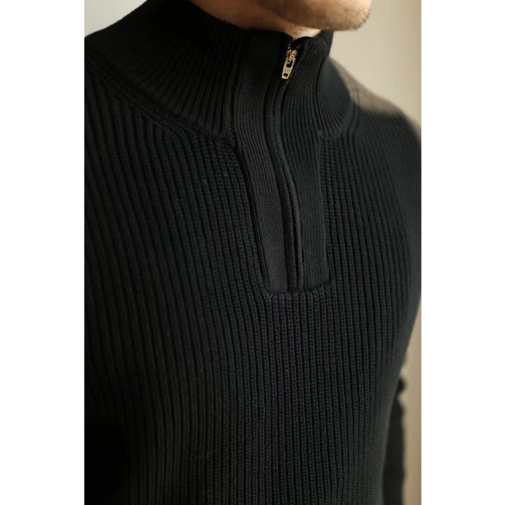 Men's Knit Sweater with Stand Collar Mune Fashion