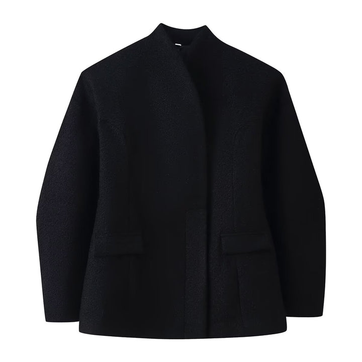 Women's Boucle Short Jacket with Boxy Silhouette, Concealed Button Placket and Flap Pockets Mune Fashion