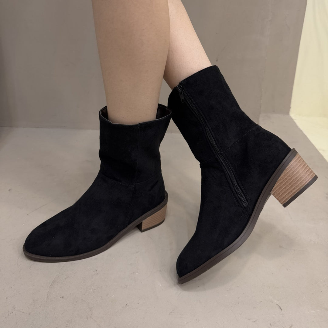 Women Elegant Ankle Boots with Block Heel Mune Fashion