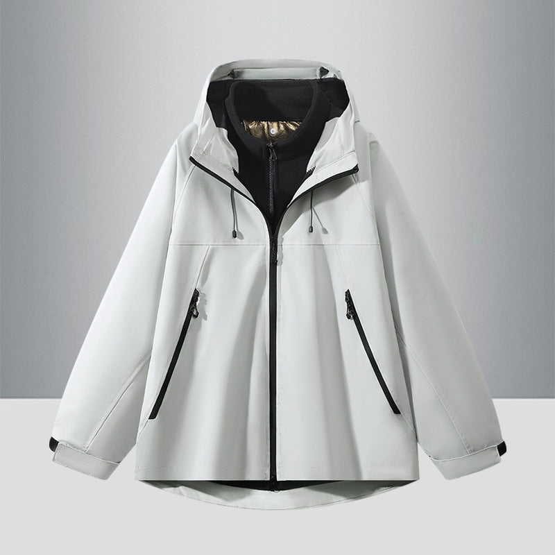 Men's Two-Tone Softshell Hybrid Jacket with Hood, Extended Back and Water-Resistant Zippers Mune Fashion