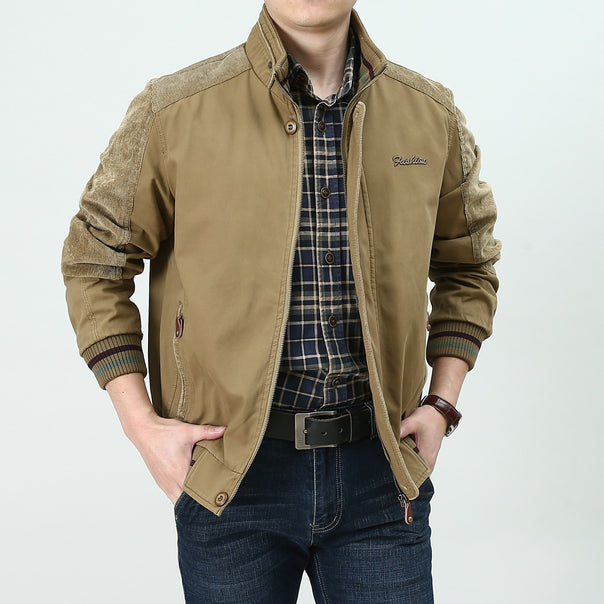 Men's lightweight bomber jacket with cord inserts, stand-up collar and ribbed cuffs Mune Fashion