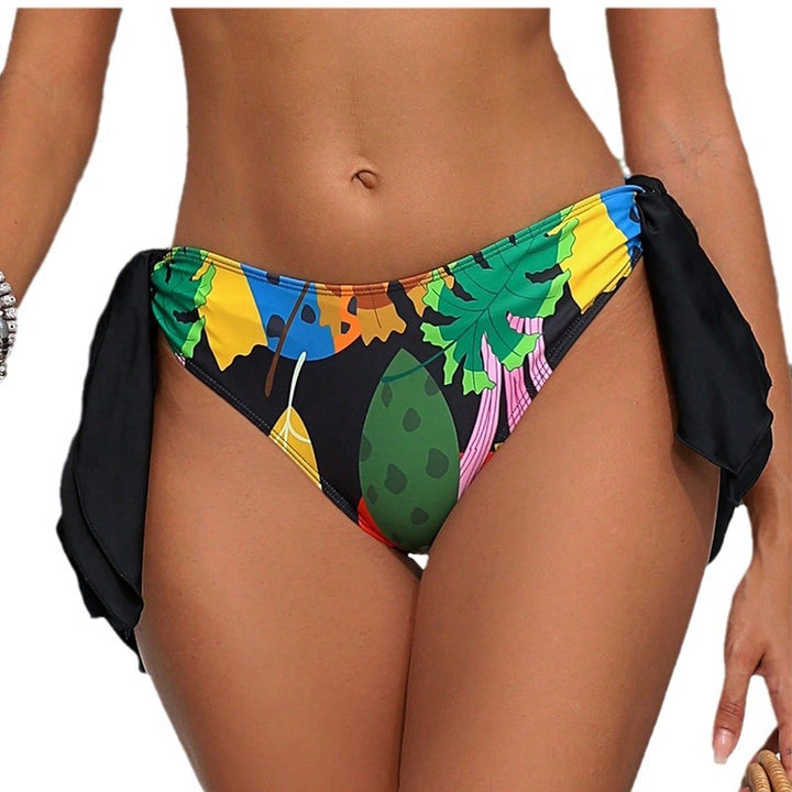 Women's high-waisted bikini bottom with floral pattern and side ties Mune Fashion