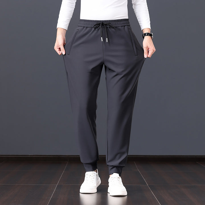 Men's elastic leisure pants with drawstring, straight leg and concealed zip pockets Mune Fashion