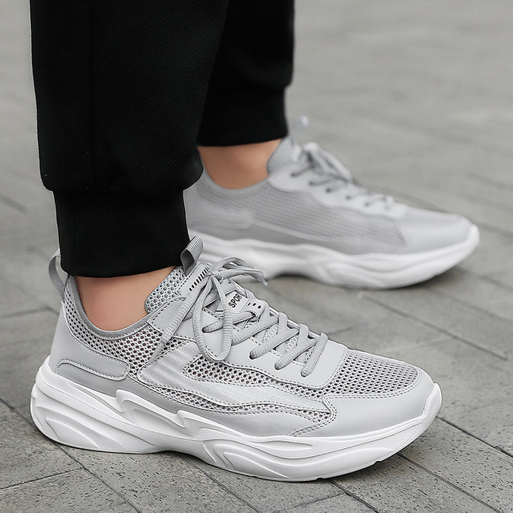 Men's sculptural leisure sneaker with molded cushioning sole and breathable mesh-leather combination Mune Fashion