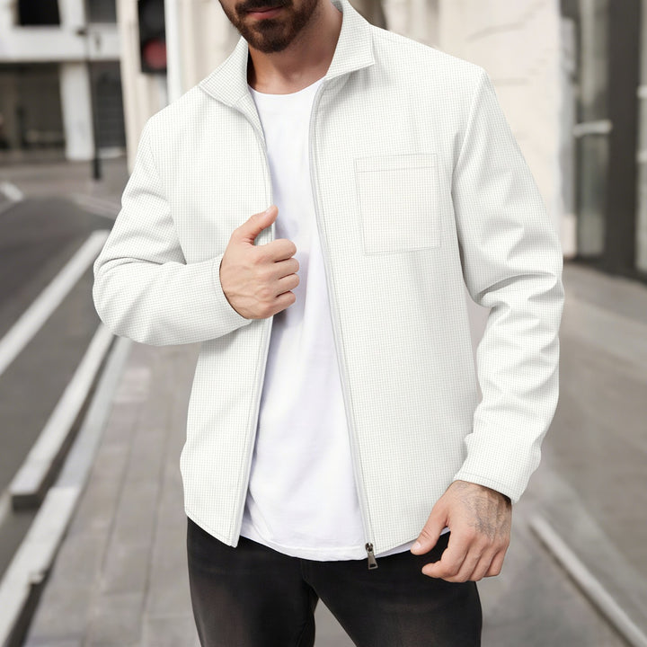 Men's structured zip-over shirt with stand-up collar and patch breast pocket Mune Fashion