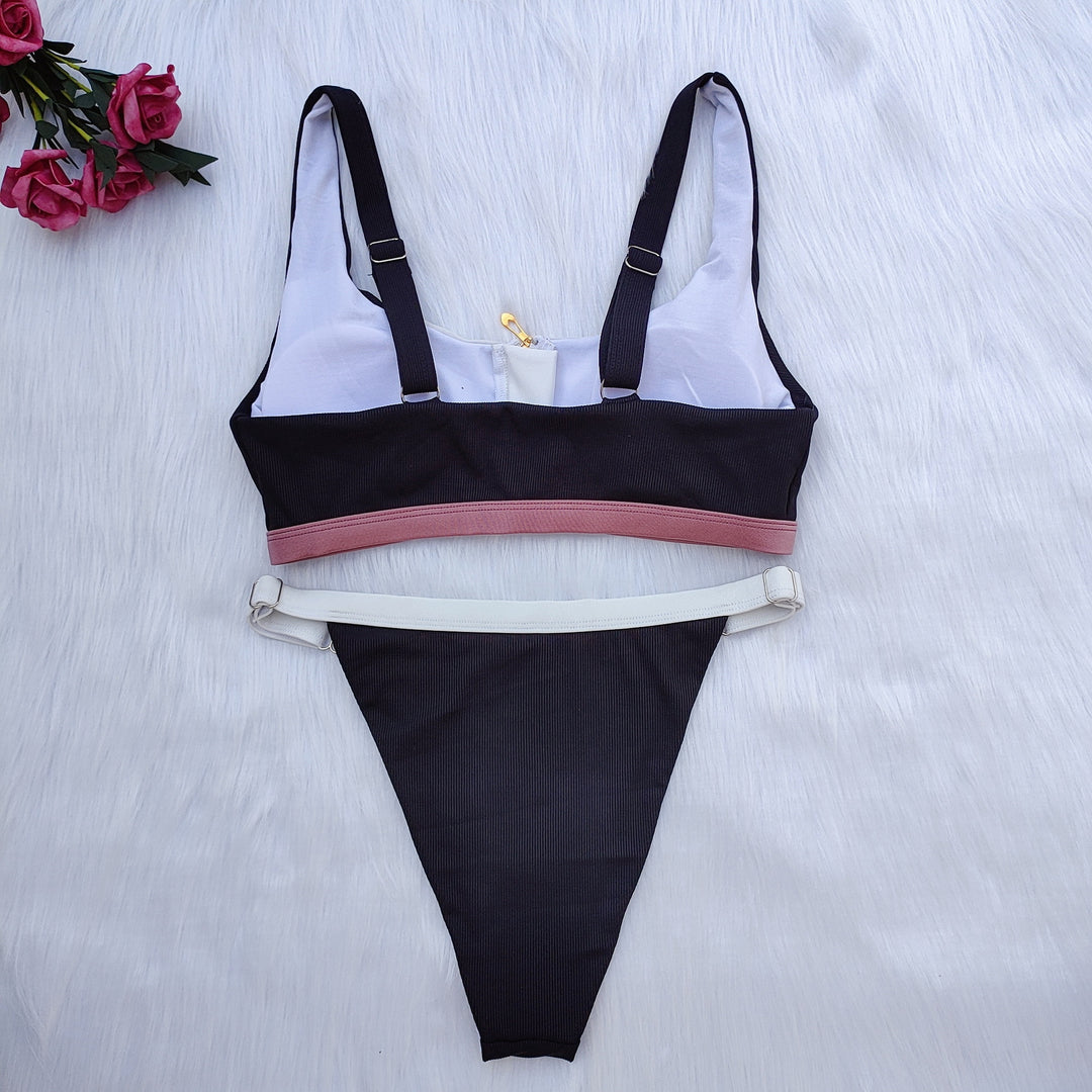 Women's sport bikini set with zipper and contrasting details Mune Fashion